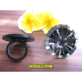 Balinese Seashells Finger Rings Resin Motif 